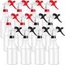 Eccliy 12 Pcs 16 Oz Plastic Spray Bottle, Adjustable Empty Reusable Sprayer for Cleaning, Planting, Water, Bathroom and Kitchen, BBQ, Commercial and Residential(Red, Black,Original)
