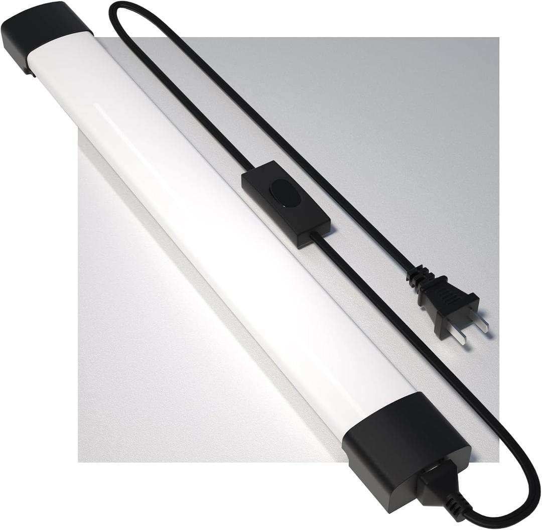 Plug in Light Fixture 2FT Linkable 5000K Under Cabinet Lighting, LED Tube Light Fixture with Plug, Triproof Ceiling Wall Light for Closet Workbench Kitchen Basement Garage, 2FT-1PCS/with plug