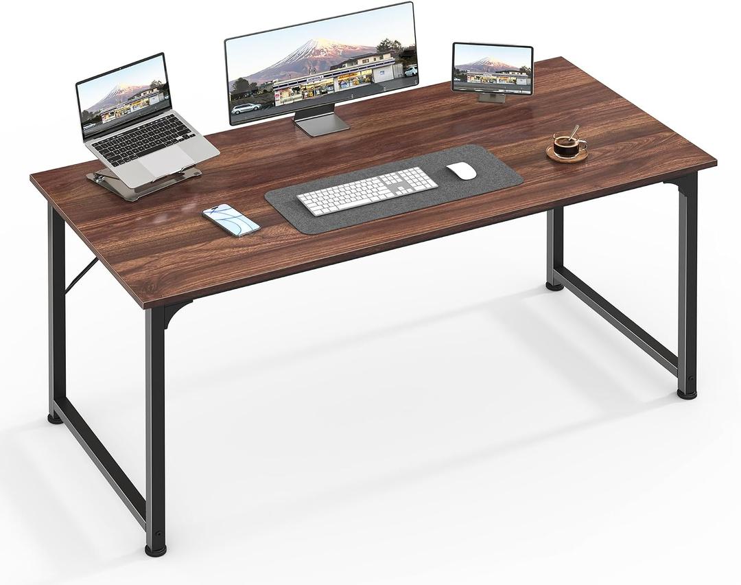 Huuger Computer Desk, 48 Inch Office Desk, Gaming Desk with Storage, Writing Desk Work Desk for Home Office, Study, Modern Simple Desk, Large Legroom, Metal Frame, Walnut