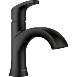 Moen Karis Black Matte One-Handle Single Hole Bathroom Sink Faucet with Optional Deckplate, 84346BL
