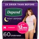 Depend Night Defense Adult Incontinence Underwear for Women - Overnight Absorbency - Blush M