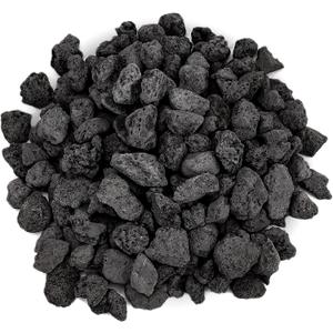 Onlyfire Black Lava Rock 10 Pounds Volcanic Lava Stones for Indoor Outdoor Fire Pits Fireplaces Gas Grill and Landscaping, 0.3-0.6 Inch