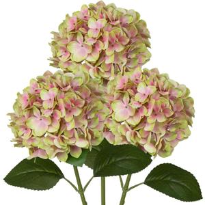 DILATATA Fake Hydrangeas Real Touch Hydrangea Flowers 26" Large Artificial Hydrangea Flowers Silk Hydrangea for Wedding Bouquet, Home, Party, Store, 3 (Green Pink #3)