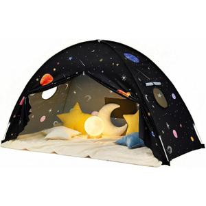 Sumbababy Space Kids Bed Tent for Boys, Galaxy Twin Size Bed Tents Canopy for Kids Indoor Privacy Sleeping Queen Size Toddler Blackout Bunk Tents for Birthday Christmas Castle Gift Toy, Black