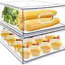 MANO 2Pack Clear Fridge Drawers Pull Out Stackable Refrigerator Drawer Organizer Bins Pantry Storage Box Plastic Food Containers for Kitchen Bathroom Office Closet (X-Large)