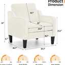 VINGLI Mid Century Modern Accent Chairs for Living Room, Cream White Comfy Reading Chair Soft Chenille Sofa Chairs Upholstered Side Armchair for Living Room, Bedroom, Apartment, 29.9 inches x 30.7 inches x 33 inches