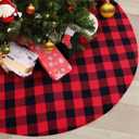 48Inch Christmas Tree Skirts Buffalo Plaid Black Red Tree Skirt Big Christmas Tree Skirt Decorations Red Black Plaid Party Ornaments