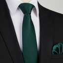 HISDERN Ties for Men Solid Tie Handkerchief Set Classic Woven Silk Business Polka Dot Mens Ties Necktie Wedding Party (01-green1)