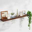 Natural Oak Floating Shelf for Wall, 48" W x 8" D x 1.2" H Wall Mounted Rustic Wooden Display Shelf for Living Room Bathroom Bedroom Kitchen with Heavy-Duty Bracket, Dark Oak Finish, Set of 1 (48" W, 1-Pack)