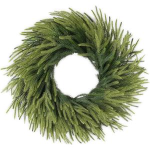 26 inch Norfolk Pine Wreath, Realistic Christmas Wreath for Front Door,Artificial Real Touch Green Wreath Greenery for Door Wall Windows Mantle Outdoor Christmas Decoration
