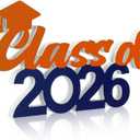 Class of 2026 Sign Graduation Party Decorations 2026 Grad Photo Booth Prop Graduation Table Centerpieces for Senior Night Decor Signs College High School Party Supplies(Blue and Orange)