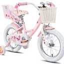 JOYSTAR Unicorn Kids Bike for Girls Ages 2-9 Years Old, 12 14 16 18 Inch Kids Bike with Training Wheels, Doll Seat, Streamers and Basket, Toddler Girls Bike, Multiple Colors (Pink)