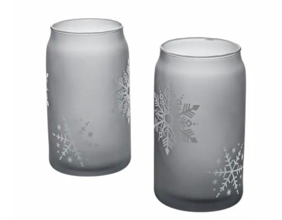 Tabletops Gallery Snowflake Soda Can Glass Set - Gray