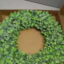 24 Inch Artificial Boxwood Wreath Spring Summer Wreath Faux Greenery Wreaths for Front Door Outside Wall Window Porch Farmhouse Garden Wedding Party Home Decor