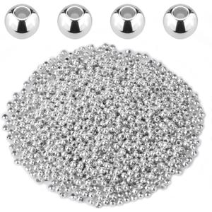 Savita 1400pcs 3mm Small Metal Round Spacers Beads Metallic Plated Round Beads for Jewelry Bracelets Necklace DIY Crafts Decoration (Silver)