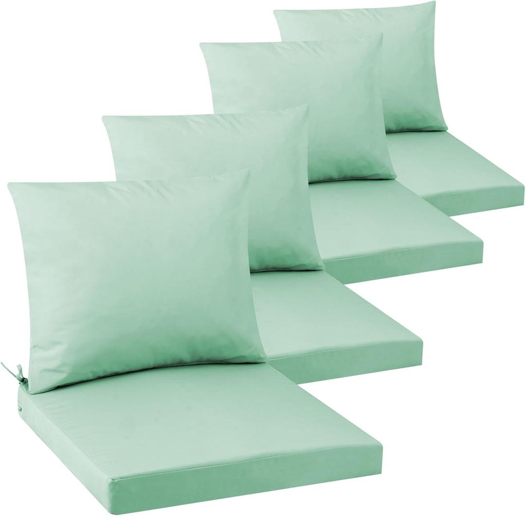 Outdoor Seat Cushion Set 22 x 22 In, Water-Resistant & Fade-Resistan, Patio Furniture Cushions with Removable Cover Deep Seat & Back Cushion with Handle and Adjustable Straps for Chair Sofa,4PC