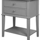 Ameriwood Home Franklin Accent Table with 2 Drawers, Gray Finish, Engineered Wood Night Stand with Drawers or Small Bedside Table for Bedroom and More (Grey)