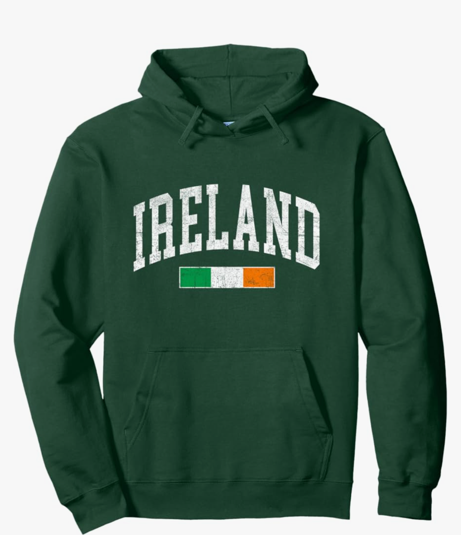 Vintage Ireland Flag Irish Retro Throwback Mens Womens Kids Pullover Hoodie size Small