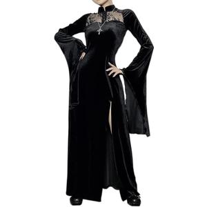 YAOHUOLE Halloween Costumes Black Dress Long Flare Sleeve Halloween Party Dress Witch Costume for Women (XX-Large)