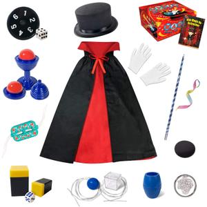 Heyzeibo Magic Kit for Kids - Magic Tricks Games Toy for Girls & Boys, Magician Pretend Play Dress Up Set with Magic Props & More Magic Tricks, Instruction Manual, for Beginners Toddlers