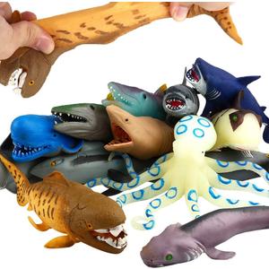 Ocean Sea Animal,8 Inch Rubber Bath Toy Set(8 Pack Random),Super Stretches Material TPR, Some Kinds Can Change Colour, ValeforToy Floating Bathtub Toy Party Shark Octopus Figure