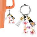Oubaka Cup Charms for Stanley Handle, Letter Charms Accessories Tassel Alphabet Chain Name ID Letters Handle Charm Acrylic Alphabet Keyrings for Handbag Backpacks Car Key Bag Keyring(Letter P)