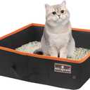 HiCaptain Portable Cat Travel Litter Box, Foldable Litter Box for Travel in Car, Collapsible Toliet Tray Carrier for Small and Medium Cats - Black