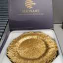 MAONAME 13" Gold Charger Plates, Round Reef Chargers for Dinner Plates, Plastic Plate Chargers for Table Setting, Wedding Decor, Set of 12