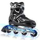 2 PM SPORTS Vinal Girls Adjustable Flashing Inline Skates, All Wheels Light Up, Fun Illuminating Skates for Kids, Men, Adult Women and Boys, EU 37.5- 41