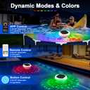 Solar Pool Chlorine Floater with Floating Light, APP-Controlled, RGB Color, IP68 Waterproof, Large Capacity for 2 Tablets, Blue