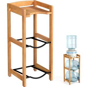 5 Gallon Water Jug Holder with Top Shelves, Natural Solid Wood Water Dispenser Stand 31"H, 3-Tiers 5 Gallon Water Jug Stand, Water Cooler Jug Rack, 5 Gallon Water Bottle Holder with 2 Slot & Top Shelf