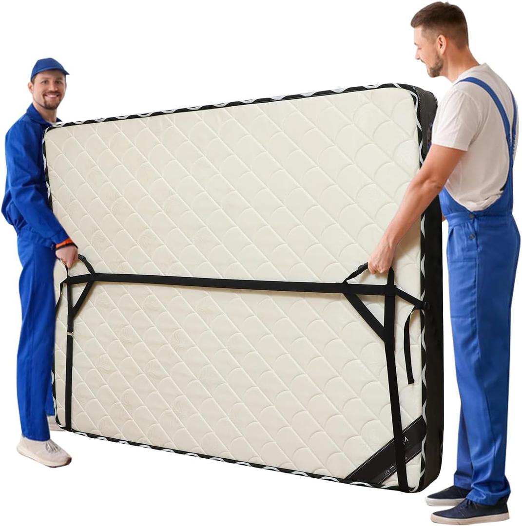 Moving Straps for Mattress,Adjustable Shoulder Lifting Strap System with Handles,Heavy Duty Moving Supplies,Mattress Bags for Moving,Black