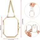 JUXYES 2 Pack Wall Hanging Brass Glass Ornament Frames, Double Glass Brass Tiny Frame for Pressed Flowers, Golden Octagon Metal Floating Frame Ornaments for Picture, Pressed Flower, Poster
