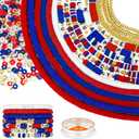 Ferraycle 5700 Pcs Fall Halloween Clay Beads Set Christmas Clay Beads Holiday DIY Jewelry Making Kits for Bracelet Necklace Earring(Red, Blue, White)