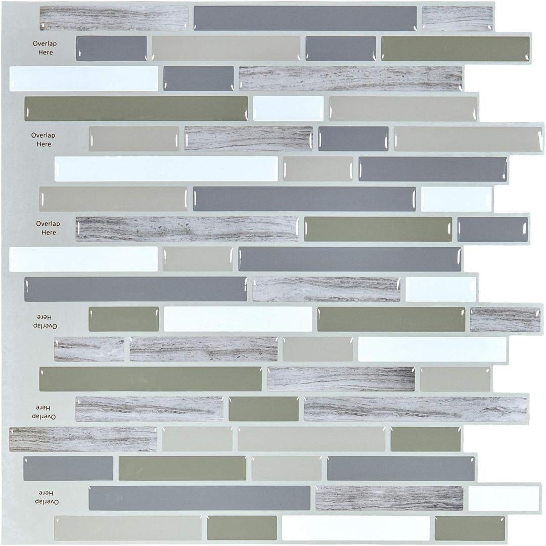 Art3d Peel and Stick Wall Tile for Kitchen/Bathroom Backsplash, 12"x12" (Multi)
