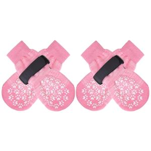 EXPAWLORER Anti Slip Dog Socks to Prevent Licking Paws, Dog Shoes for Hot Pavement, Dog Booties for Small Medium Large Senior Dogs, Traction Control Boots & Paw Protectors for Hardwood Floors (Large (4 Count), Pink)