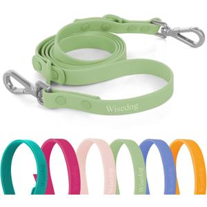 Wisedog Waterproof Dog Leash 5ft/6ft Adjustable with 2 Metal Swivel Hooks, Easy to Clean Dog Leashes for Small, Medium, Large Breed Dogs (Sage Green,S)