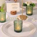 Green Votive Candle Holder Set of 36, Flower Tea Lights Candles Holders for Wedding Table Decor, Birthday Parties, Vintage Home Decor, Bridal Shower and Holiday Decorations