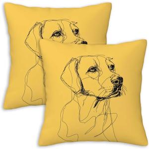 Yellow Throw Pillow Covers 18x18 Set of 2, Dog Cushion Covers, Decorative Square Pillowcases for Couch, Bedroom, Living Room
