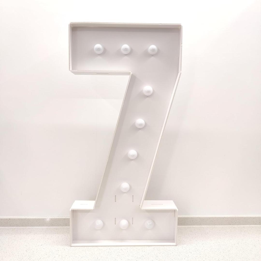 2.4FT/28.74in Marquee Light up Numbers Marquee Number 7 with White Lights for Birthday Party Large Mosaic Frame Letter Cardboard Pre-Cut Giant Cut-Out Thick Foam Board Sign DIY Decorations