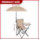 2 Pack Beach Umbrella Chairs Folding Camping Portable Beach Chairs with Canopy Shade Adults with Cup Holder Carrying Bag for Camping Hiking Travel Picnic Outdoor Events(Khaki), 31.5 x 31.5 x 19.7 inches