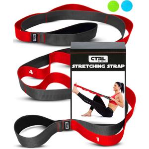 Stretching Strap with Loops - Non Elastic Stretch Band for Physical Therapy, Yoga Strap for Stretching Equipment, Stretch Bands for Exercise and Flexibility - Fascia, Hamstring and Leg Stretcher Belt