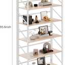 JSB No Assembly Folding Bookshelf, 6 Tier Industrial Metal Book Shelf for Storage, Vintage Wood Foldable Bookcase for Living Room, Bedroom, Office Organization Shelves