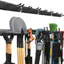 Garage Tool Organizer Wall Mount - 64 inches - Sturdy Storage Rack with Adjustable Hooks, Anti-Rust - Easy Installation, 400lbs Capacity - Garden Tool Organizer (04 Racks & 08 Hooks) (64" Carbon Steel, Black)