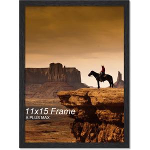 A PLUS MAX 11x15 Picture Frame, Black Engineered Wood Frame for 11 x 15 Inch Picture Poster Photo, Light Weight 11 by 15 Frame with Wood-grain for Wall - 1 Pack/Black/11 x15