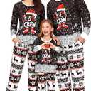 SWOMOG Family Christmas Pajamas Matching Sets Holiday Christmas Jammies Christmas PJs Matching Xmas Pjs for Adults Kids Black Christmas Print 140