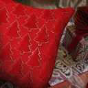 Christmas Throw Pillow Covers 16"x16"Set of 2, Red Christmas Tree with Gold Sequins,Soft Faux Fur Decorative Throw Pillowcases for Holiday Christmas Decor Sofa,Couch,Party