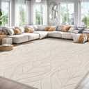 SHACOS Soft Area Rug for Living Room 9x12, Washable Non Slip Bedroom Rug Beige, Fluffy Large Rugs Carpet for Floor Living Room Kids Nursery Room, Home Decor Aesthetic - Leaf Pattern Design