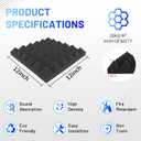 Focusound 36 Pack Sound Proof Foam Panels, 12" X 12" X 2" Pyramid Acoustic Foam Panels With Self-Adhesive, High Density Noise Reduction Soundproofing Panels for Office Studio Game Room(Black)