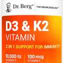 Dr. Berg Maximum Strength 7-in-1 Vitamin D3 K2 10,000 IU | Naturally Derived D3 | 4X Lab-Tested & Verified | High Absorption Formula | K2 D3 Vitamin Supplement - 120 Capsules